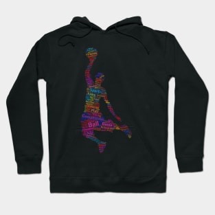 Basket Ball Player Silhouette Shape Text Word Cloud Hoodie